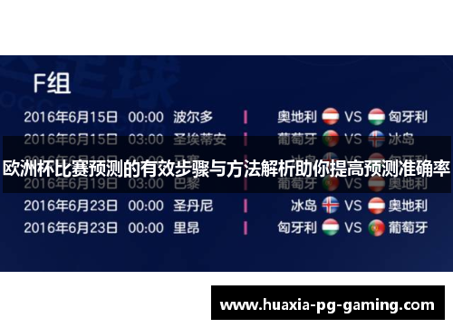 欧洲杯比赛预测的有效步骤与方法解析助你提高预测准确率